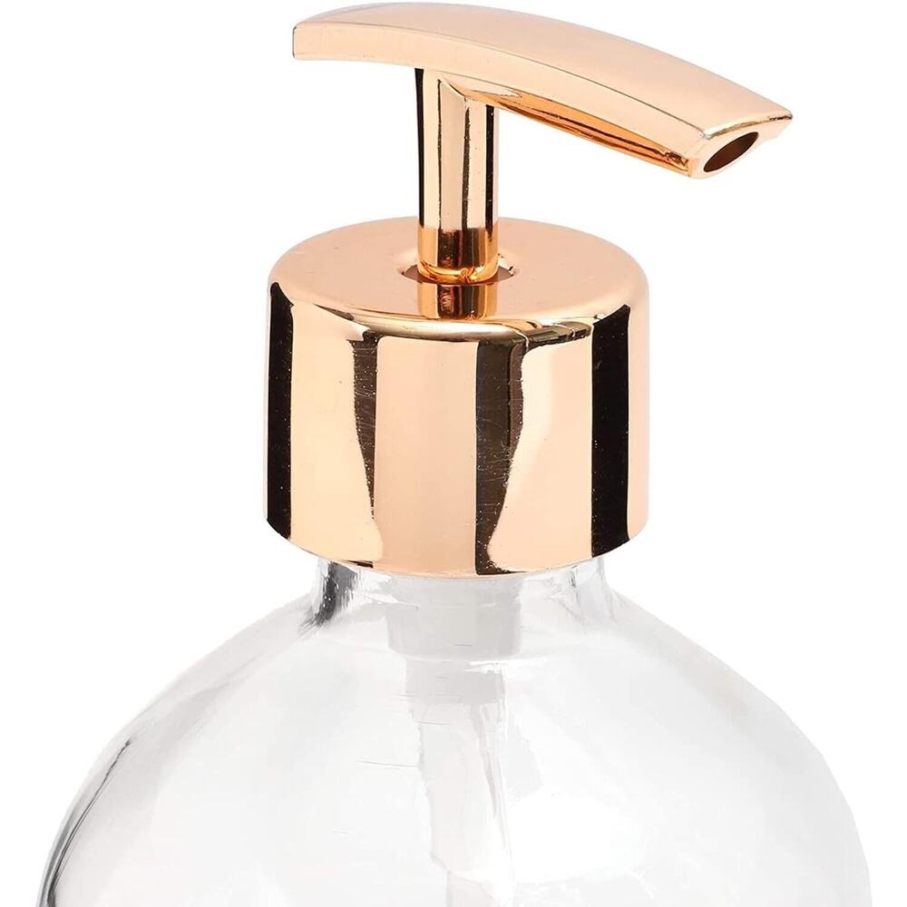 2pcs Clear Glass Kitchen or Bathroom Hand Soap Dispenser Bottle 16oz (Gold Pump) - Picture 5 of 9